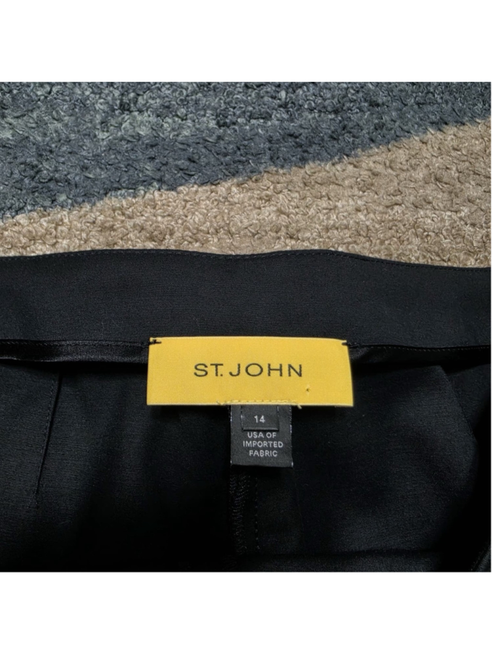 St John Womens 14 Black Cropped Pants Wide Leg Career Stretch USA Made - Picture 3 of 10